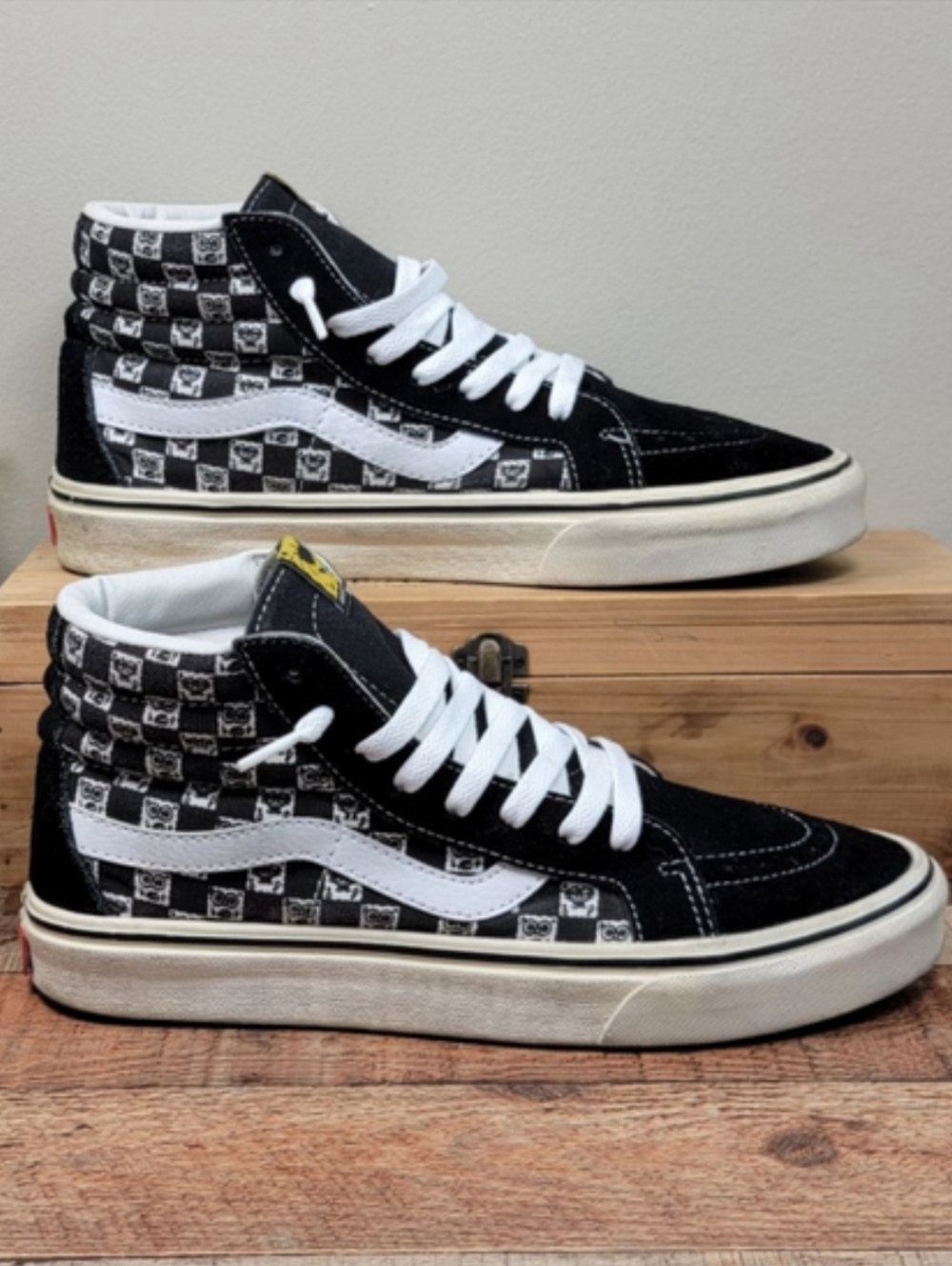 Vans X SpongeBob OG Sk8-Hi High Checkerboard Shoes Canvas Suede Sneakers Mens 10